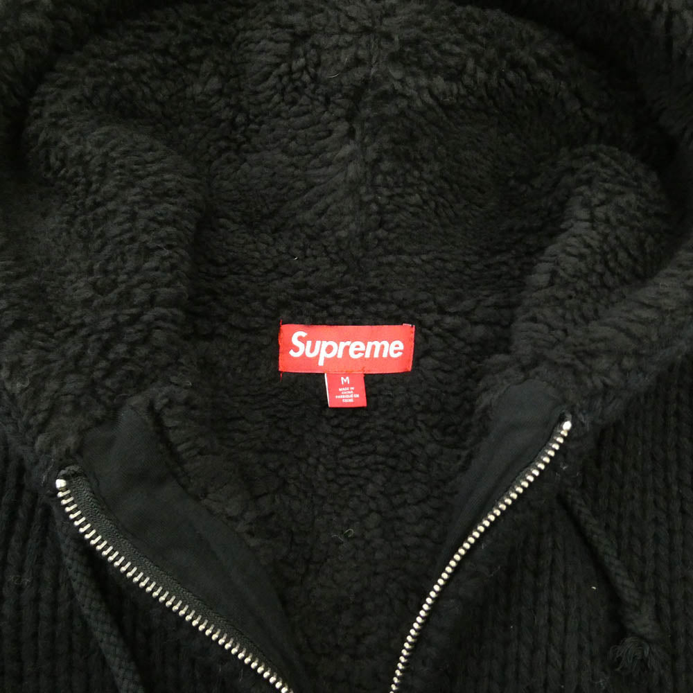 Supreme シュプリーム 25AW Faux Shearling Lined Zip Up Hooded Sweater ジップアップ ニット パーカー ブラック系 M【新古品】【未使用】【中古】