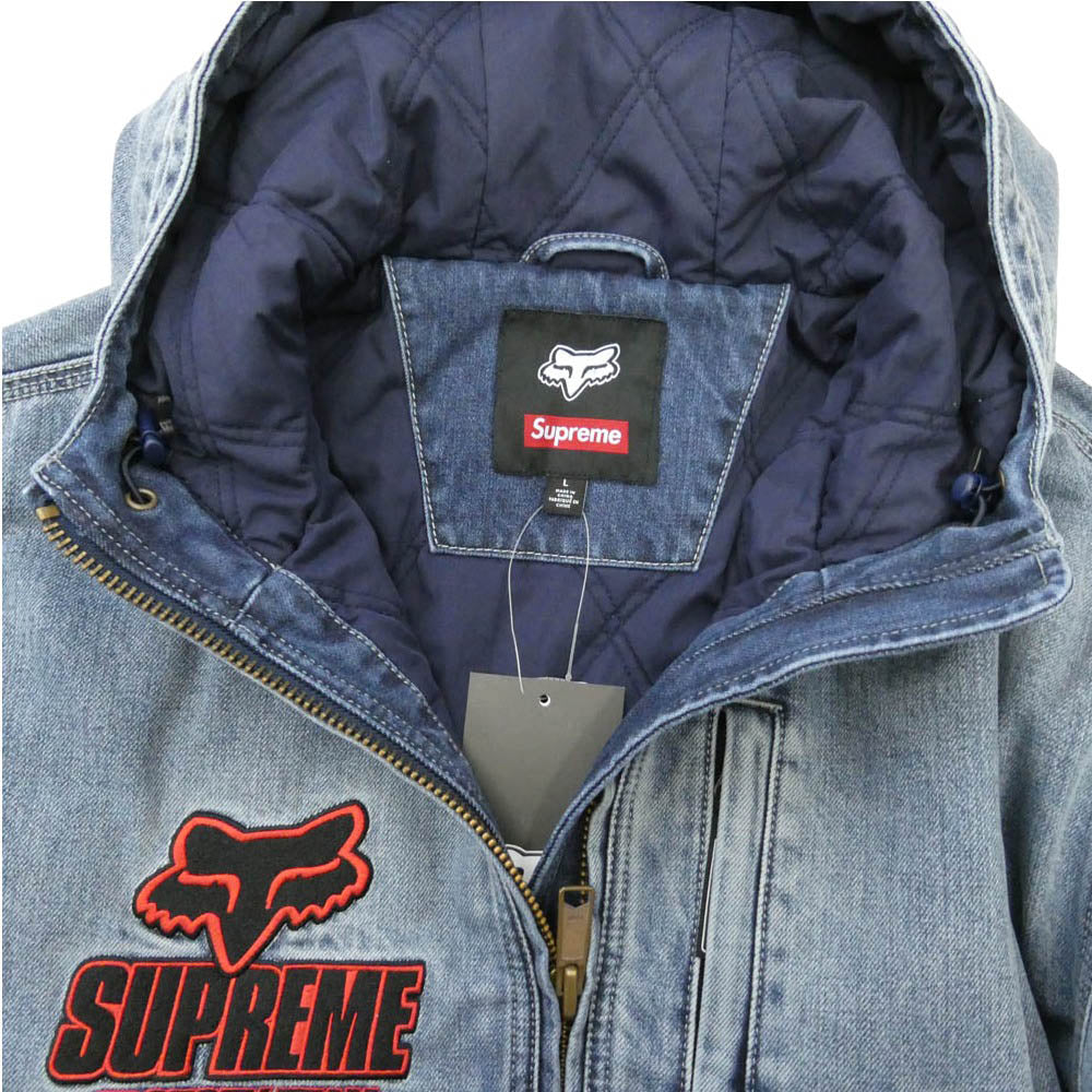 Supreme シュプリーム 25AW × Fox Racing Hooded Work Jacket フォックス レーシング フード ワークジャケット ブルゾン インディゴブルー系 L【新古品】【未使用】【中古】