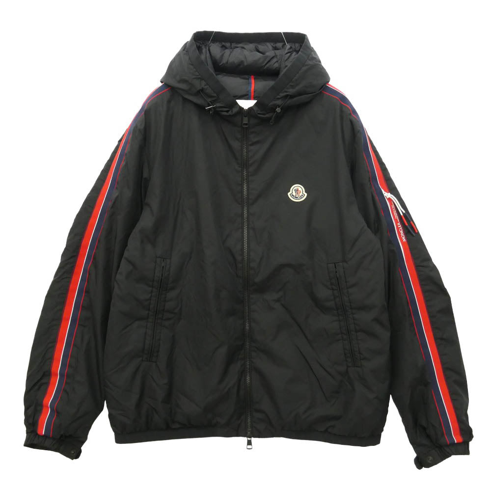 MONCLER モンクレール H10911A00005 モンクレールジャパンタグ NECKER GIUBBOTTO トリコロールサイドライン ナイロン ダウン ジャケット ブルゾン ブラック系 999 3【中古】