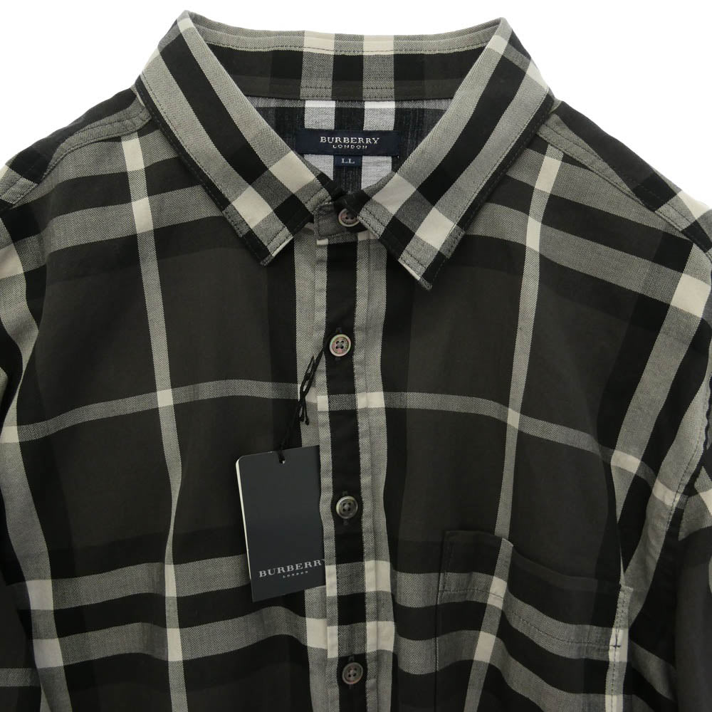 BURBERRY LONDON バーバリー ロンドン A1Ｍ50-203-07 ノバチェック 長袖 シャツ ブラック系 LL【美品】【中古】