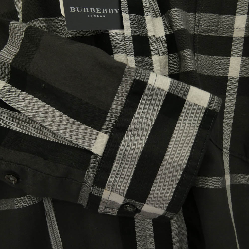 BURBERRY LONDON バーバリー ロンドン A1Ｍ50-203-07 ノバチェック 長袖 シャツ ブラック系 LL【美品】【中古】