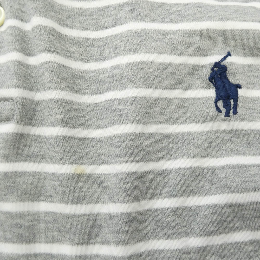 POLO RALPH LAUREN ポロ・ラルフローレン PIMA SOFT TOUCH ボーダー ポニーロゴ 半袖 ポロシャツ グレー系 XXL【中古】