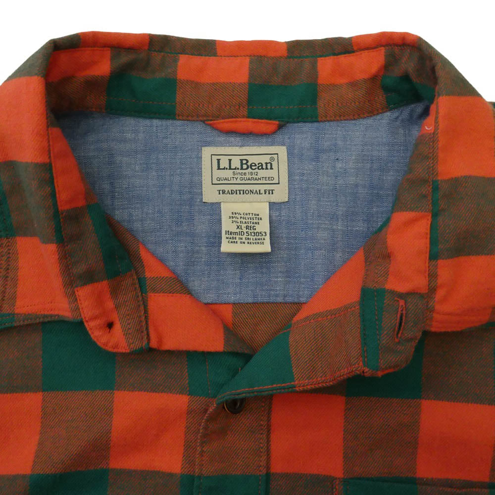 L.L.Bean エルエルビーン 513053 チェック柄 長袖 ネルシャツ オレンジ系 グリーン系 XL【中古】