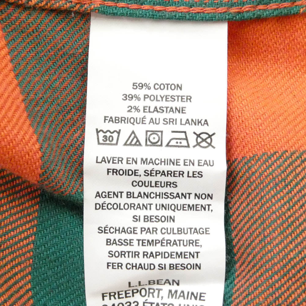 L.L.Bean エルエルビーン 513053 チェック柄 長袖 ネルシャツ オレンジ系 グリーン系 XL【中古】
