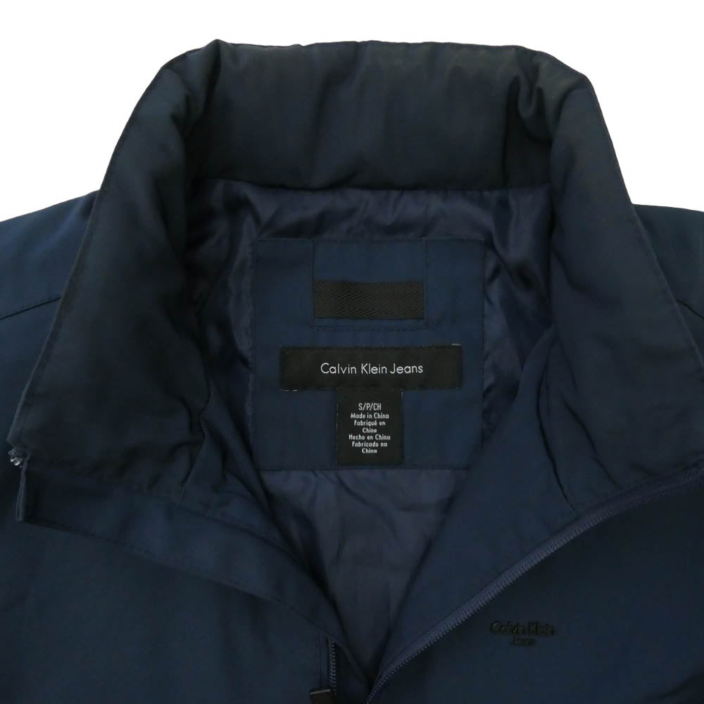 CALVIN KLEIN カルバンクライン 40FO-200-410-0 ロゴプレート ジップアップ スタンドカラー ジャケット ブルゾン ネイビー系 S【中古】