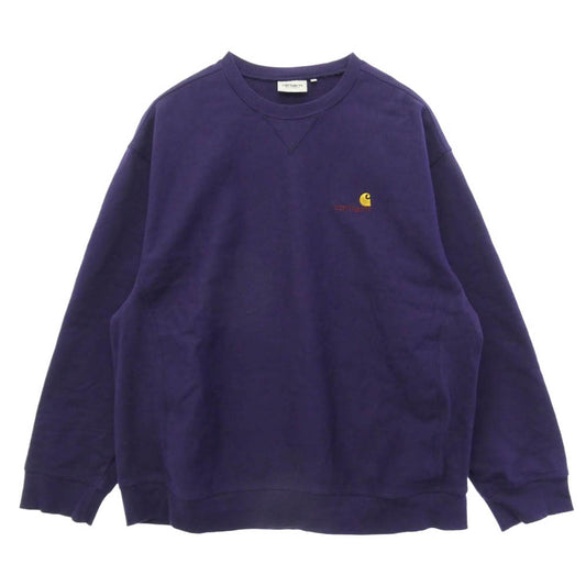 Carhartt カーハート I025475 AMERICAN SCRIPT SWEATSHIRT 前V 金刺繍ロゴ アメリカン スクリプト スウェット トレーナー パープル系 XXL【中古】