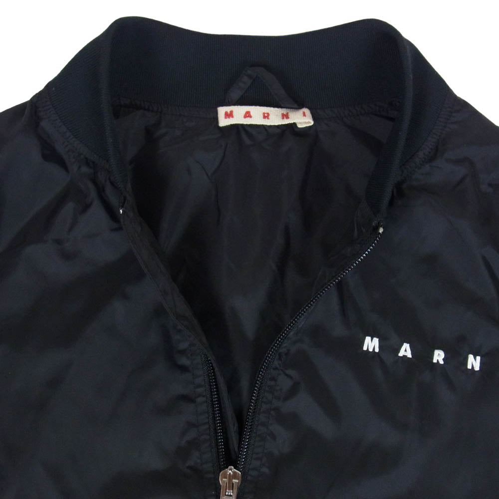 MARNI マルニ M01144 ナイロン ロゴ ジップアップ ブルゾン ジャケット キッズ ブラック系 14【中古】