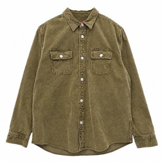 Supreme シュプリーム 21SS Washed Corduroy Shirt ウォッシュド コーデュロイ 長袖 シャツ ブラウン系 L【中古】