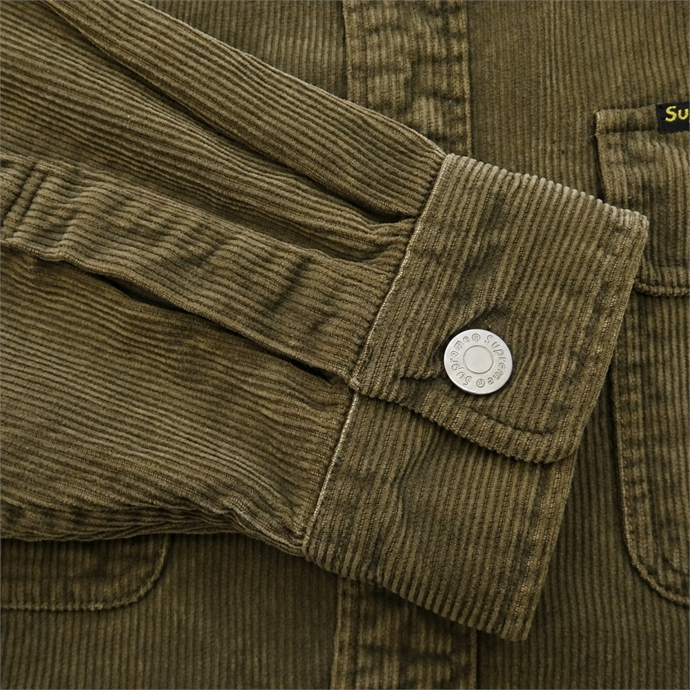 Supreme シュプリーム 21SS Washed Corduroy Shirt ウォッシュド コーデュロイ 長袖 シャツ ブラウン系 L【中古】