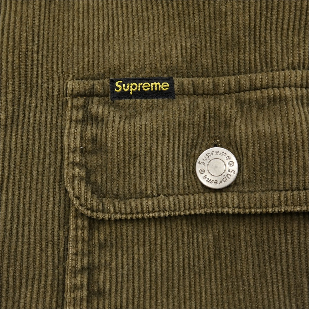 Supreme シュプリーム 21SS Washed Corduroy Shirt ウォッシュド コーデュロイ 長袖 シャツ ブラウン系 L【中古】