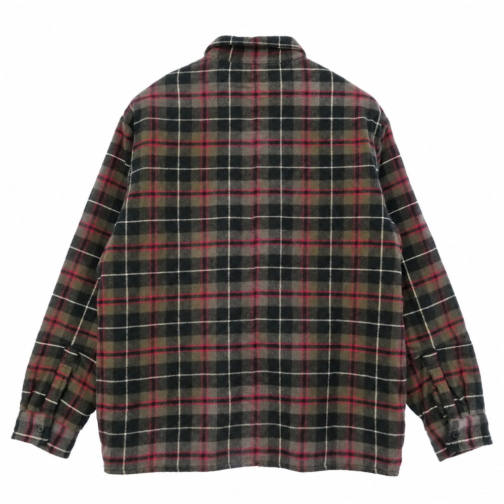 Supreme シュプリーム 24AW Quilted Plaid Shirt キルテッド プレイド コットン チェック 長袖シャツ グレー系 L【中古】