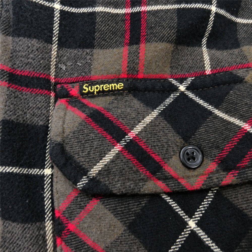 Supreme シュプリーム 24AW Quilted Plaid Shirt キルテッド プレイド コットン チェック 長袖シャツ グレー系 L【中古】