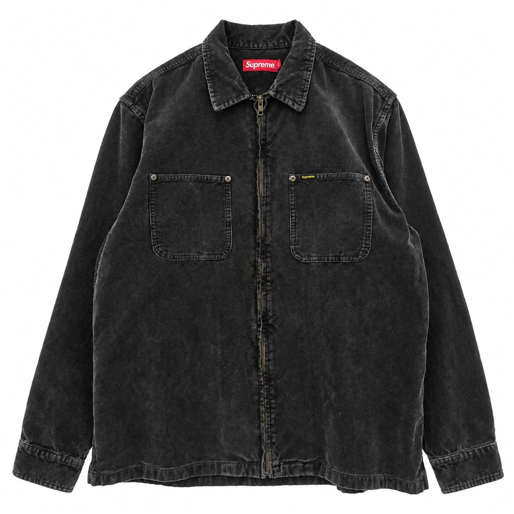 Supreme シュプリーム 24SS Washed Corduroy Zip Up Shirt ウォシュド コーデュロイ ジップアップ コットン 長袖シャツ ブルゾン ジャケット ダークブラウン系 L【中古】