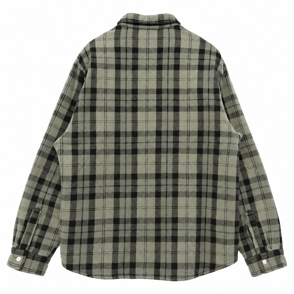 Supreme シュプリーム 24SS Quilted Flannel Snap Shirt キルテッド コットン チェック フランネル スナップ 長袖シャツ グレー系 L【中古】