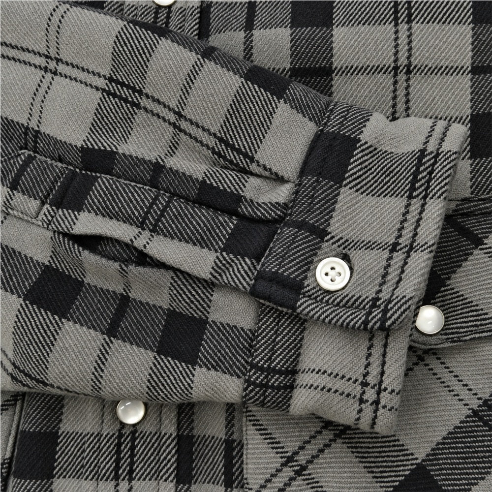 Supreme シュプリーム 24SS Quilted Flannel Snap Shirt キルテッド コットン チェック フランネル スナップ 長袖シャツ グレー系 L【中古】