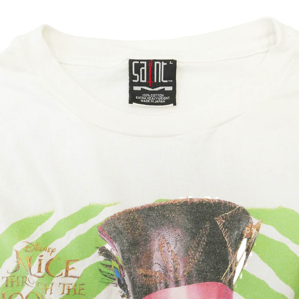 SAINT MICHAEL セントマイケル 24AW SM-A23-0000-C25 DSNY_SS TEE MAD HATTER アリス・イン・ワンダーランド 半袖 Tシャツ ホワイト系 L【中古】