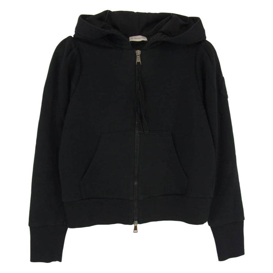 MONCLER モンクレール E20938461500 MAGLIA CARDIGAN ロゴ ワッペン ジップアップ パーカー ブラック系 999 XS【中古】