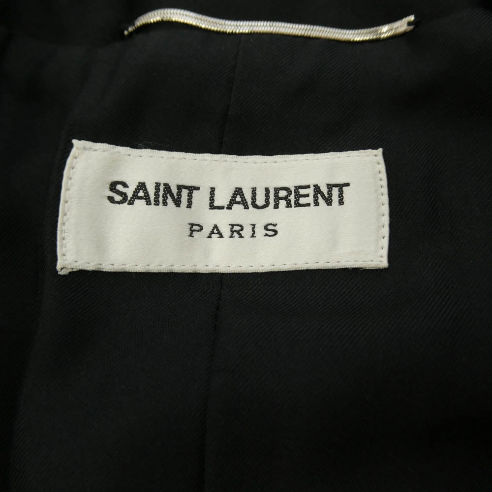 SAINT LAURENT サンローラン 411046 Y997L エディ期 花柄 総柄 サテン 切替 スモーキング テーラード ジャケット イエロー系 42【中古】