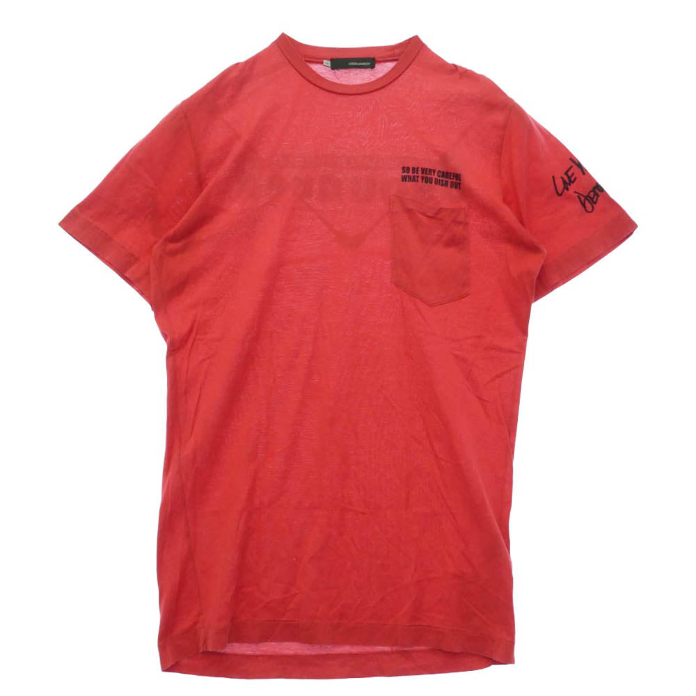 DSQUARED2 ディースクエアード 02149 バックロゴプリント ポケット付き 半袖 Tシャツ レッド系 XS【中古】