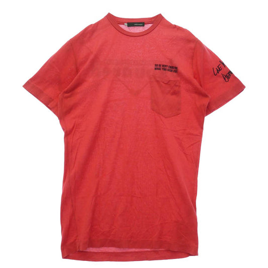 DSQUARED2 ディースクエアード 02149 バックロゴプリント ポケット付き 半袖 Tシャツ レッド系 XS【中古】