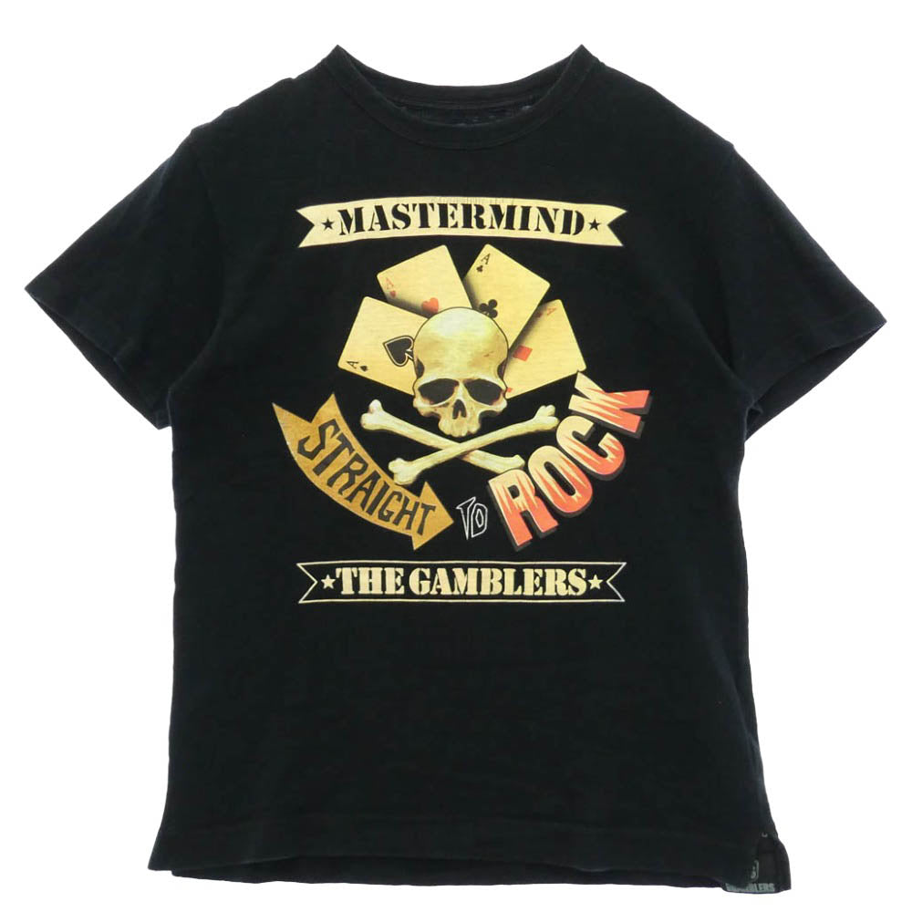 mastermind JAPAN マスターマインドジャパン 31135 STRAIGHT TO ROCK THE GAMBLERS トランプ柄 クルーネック 半袖 Tシャツ ブラック系 M【中古】