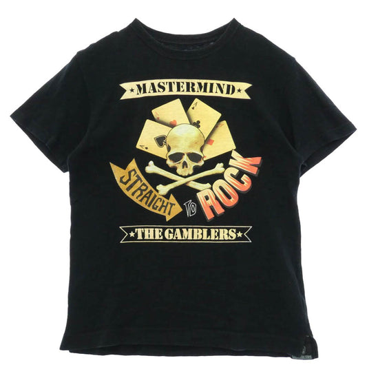 mastermind JAPAN マスターマインドジャパン 31135 STRAIGHT TO ROCK THE GAMBLERS トランプ柄 クルーネック 半袖 Tシャツ ブラック系 M【中古】