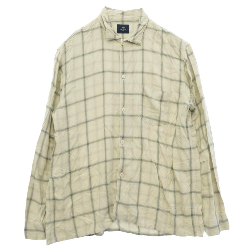 REMI RELIEF レミレリーフ レーヨン100％ チェック柄 オープンカラー 長袖 シャツ グレー系 ベージュ系 M【中古】