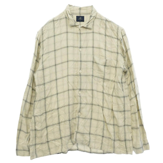 REMI RELIEF レミレリーフ レーヨン100％ チェック柄 オープンカラー 長袖 シャツ グレー系 ベージュ系 M【中古】