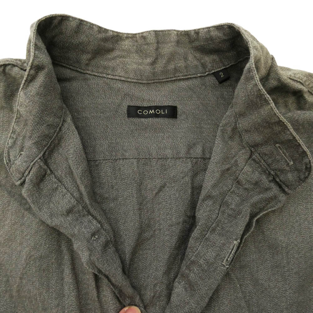 COMOLI コモリ 22SS V01-02006 Melange Pullover Shirt ヨリ杢 メランジプルオーバー 長袖 シャツ チャコール系 2【中古】