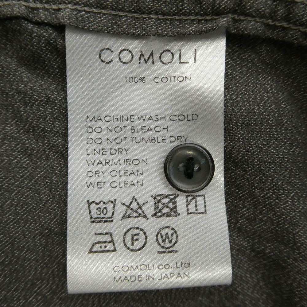 COMOLI コモリ 22SS V01-02006 Melange Pullover Shirt ヨリ杢 メランジプルオーバー 長袖 シャツ チャコール系 2【中古】