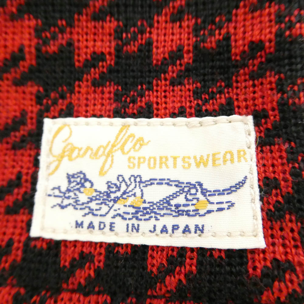 ジーアンドエフ WOOL SCARF HOUNDSTOOTH 千鳥柄 ウール フリンジ ニッティング マフラー スカーフ ブラック系 レッド系【美品】【中古】