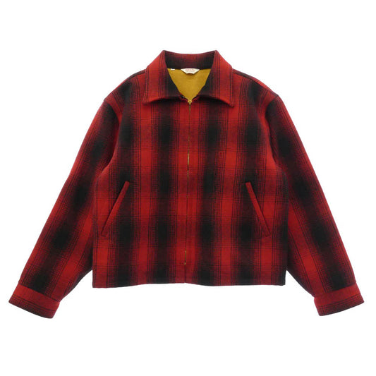 ジーアンドエフ CHECK WOOL JACKET オンブレチェック ウール ジップアップ ハーフベルト ジャケット ブルゾン【中古】