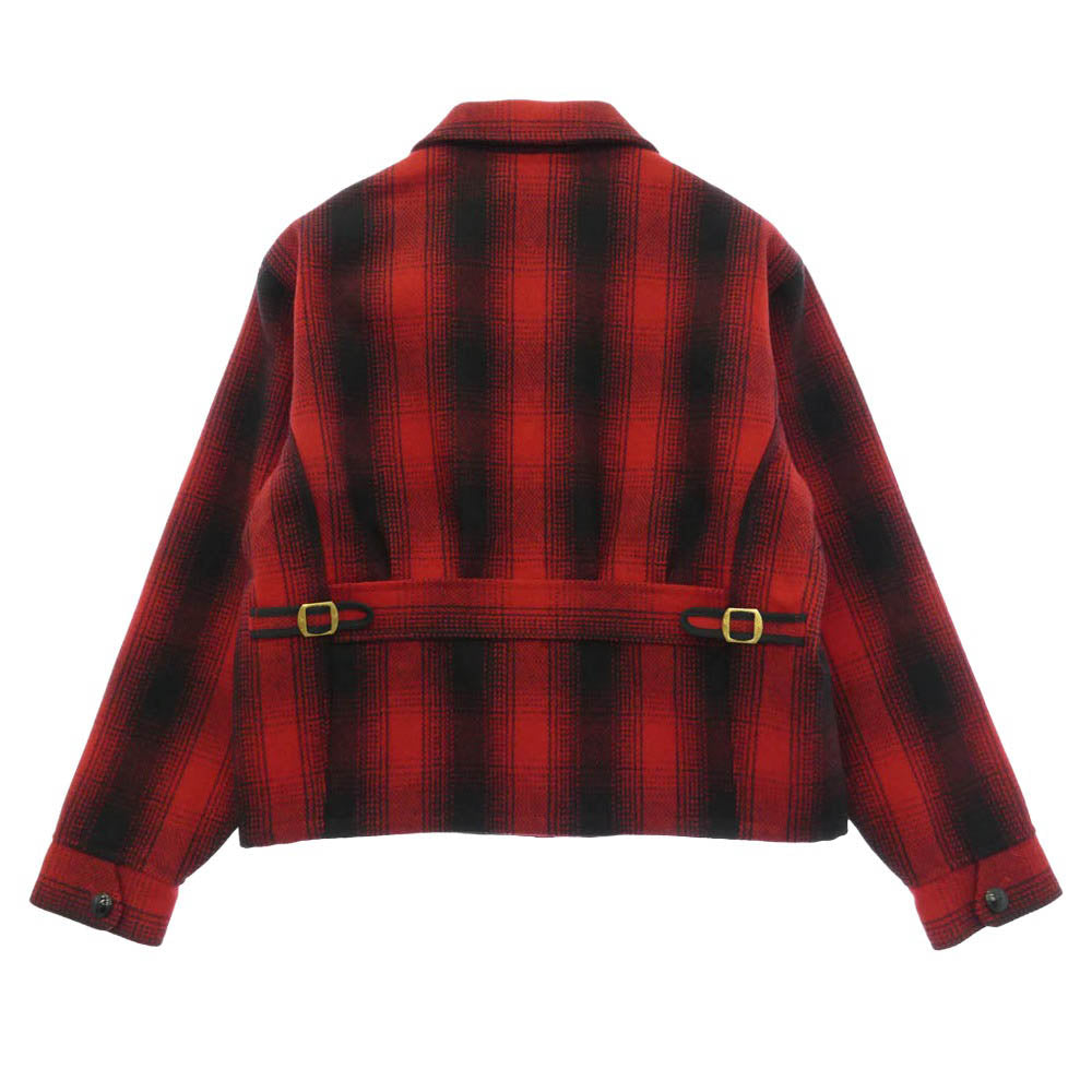 ジーアンドエフ CHECK WOOL JACKET オンブレチェック ウール ジップアップ ハーフベルト ジャケット ブルゾン【中古】