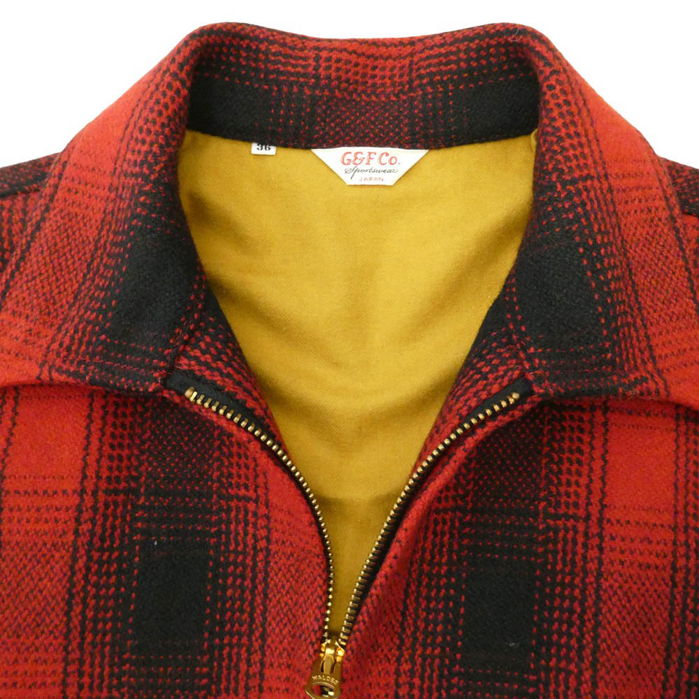 ジーアンドエフ CHECK WOOL JACKET オンブレチェック ウール ジップアップ ハーフベルト ジャケット ブルゾン【中古】