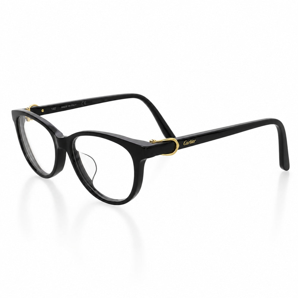 CARTIER カルティエ CT0135OJ C de Cartier ドゥ カルティエ クリアレンズ 黒縁 眼鏡 メガネ アイウェア ブラック系 140【中古】