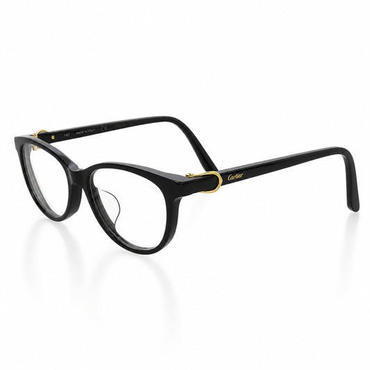 CARTIER カルティエ CT0135OJ C de Cartier ドゥ カルティエ クリアレンズ 黒縁 眼鏡 メガネ アイウェア ブラック系 140【中古】