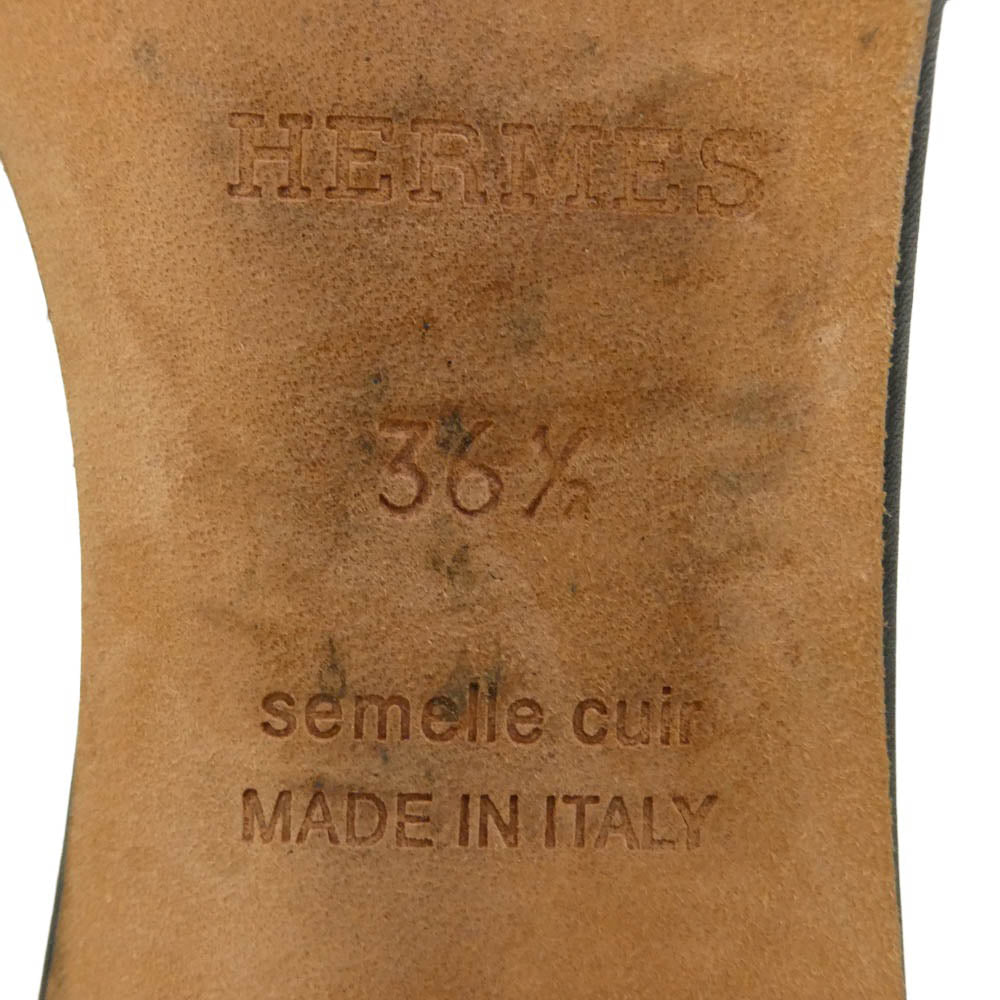 HERMES エルメス OASIS オアジス レザー ヒール サンダル ブラック系 36.5【中古】