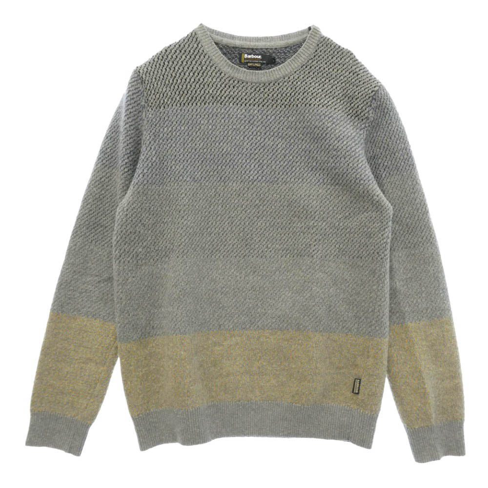 Barbour バブアー MKN0787GY62 ショルダースナップ クルーネック ボーダー ニット セーター グレー系 L【中古】