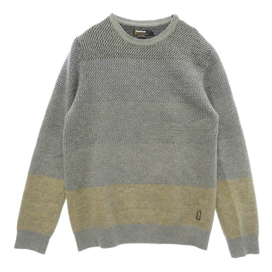 Barbour バブアー MKN0787GY62 ショルダースナップ クルーネック ボーダー ニット セーター グレー系 L【中古】