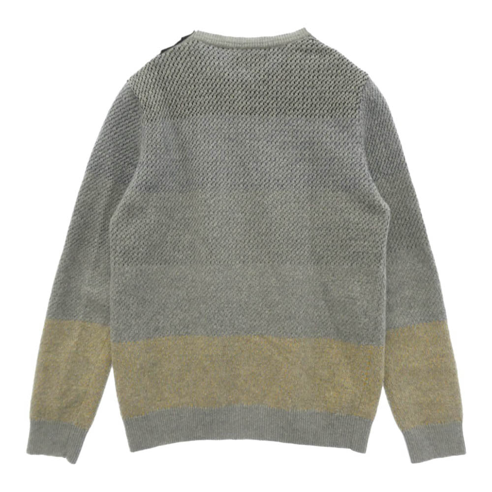 Barbour バブアー MKN0787GY62 ショルダースナップ クルーネック ボーダー ニット セーター グレー系 L【中古】