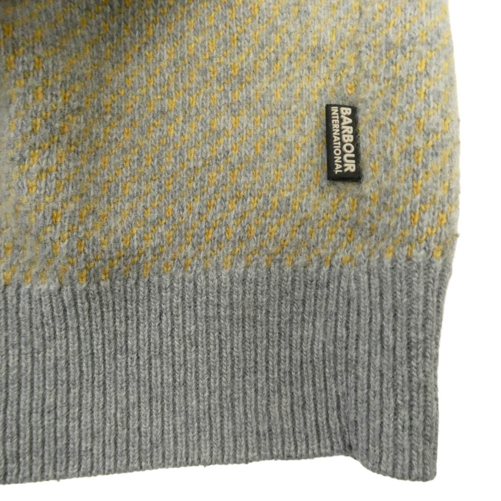 Barbour バブアー MKN0787GY62 ショルダースナップ クルーネック ボーダー ニット セーター グレー系 L【中古】