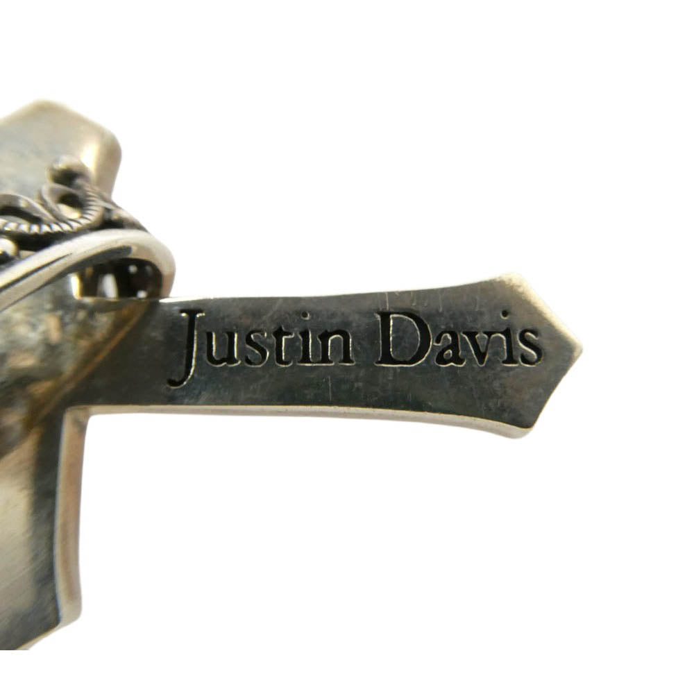 Justin Davis ジャスティンデイビス SPJ122 CROSS WITH CROWN STONE クロス ウィズ クロス ストーン ペンダント ネックレストップ シルバー系 ブラック系【中古】