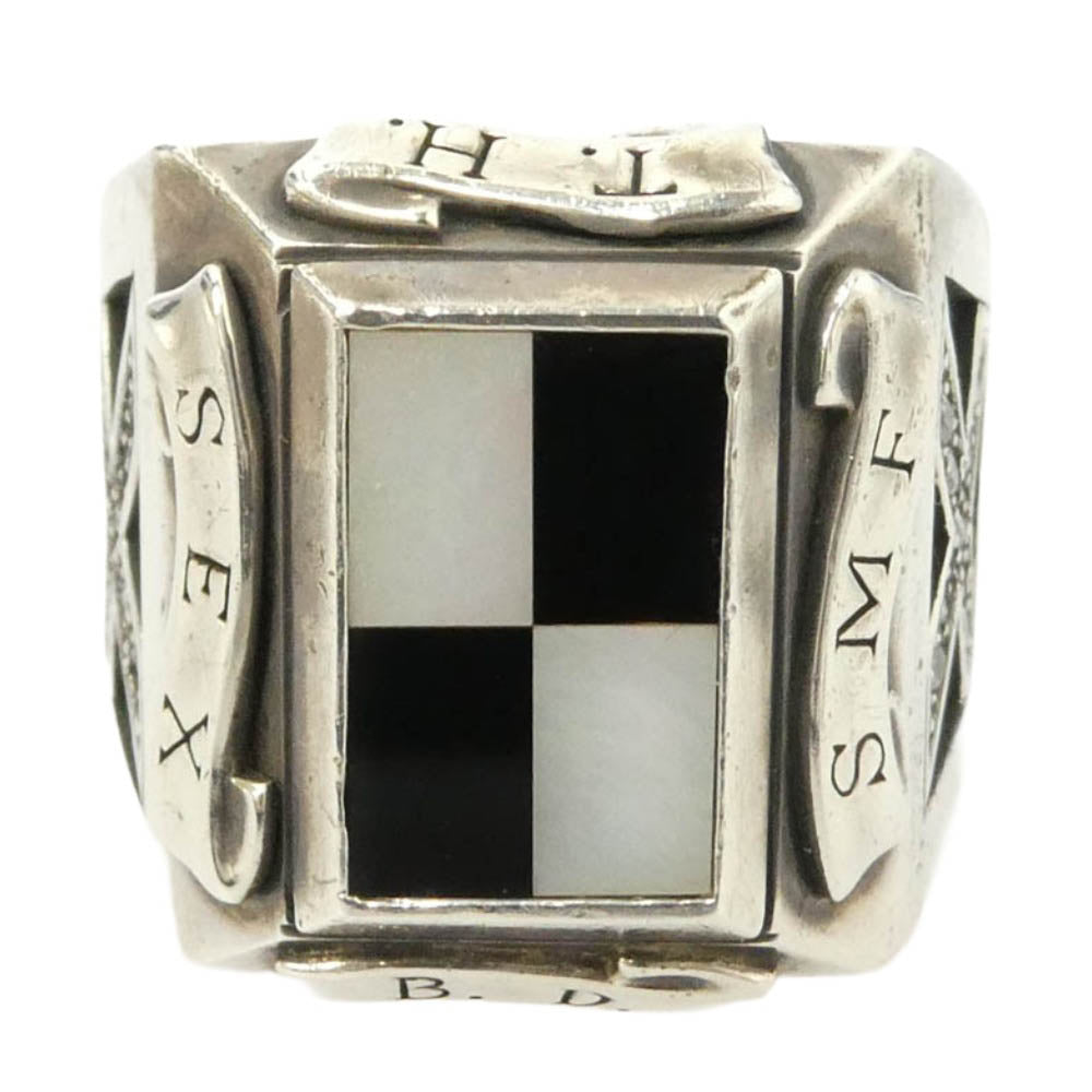 Justin Davis ジャスティンデイビス SRJ504 S.E.X. SEX RING リング 白蝶貝 オニキス シルバー系 ブラック系 24.5号【中古】