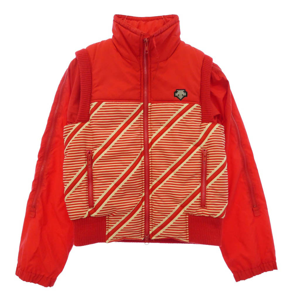 DESCENTE デサント 80s スタンドカラー レイヤード ダウンベスト ジャケット レッド系 S【中古】