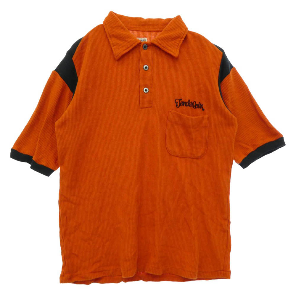 TENDERLOIN テンダーロイン T-POLO SHT チェーンステッチ ロゴ 刺? 半袖 ポロシャツ オレンジ系 S【中古】