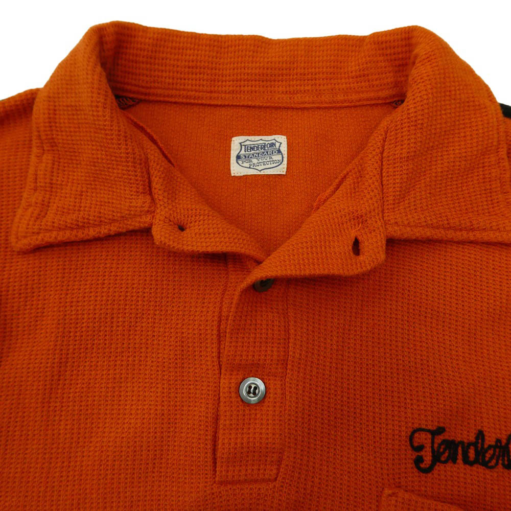 TENDERLOIN テンダーロイン T-POLO SHT チェーンステッチ ロゴ 刺? 半袖 ポロシャツ オレンジ系 S【中古】