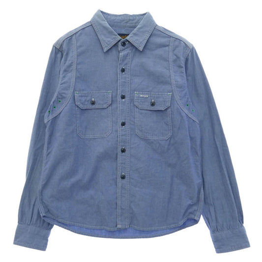 TENDERLOIN テンダーロイン T-CHAMBRAY SHT シャンブレー コットン 長袖 ワークシャツ ブルー系 XS【中古】