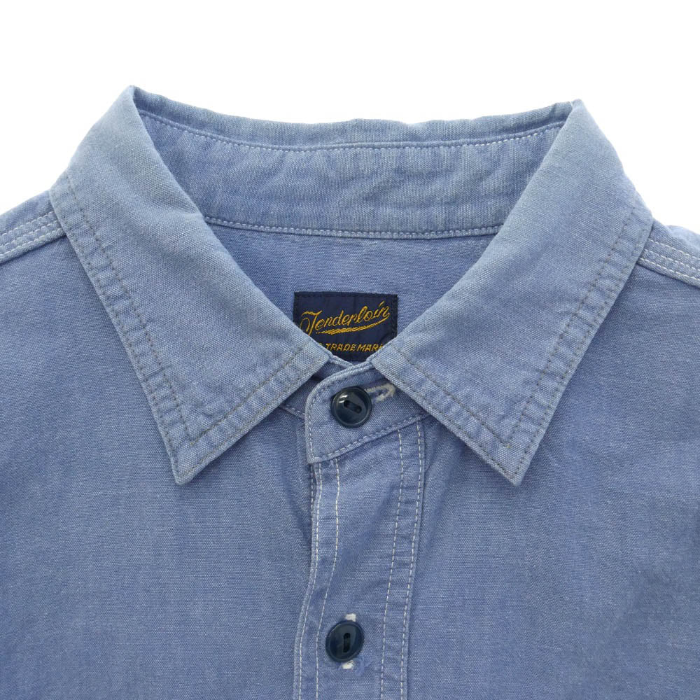 TENDERLOIN テンダーロイン T-CHAMBRAY SHT シャンブレー コットン 長袖 ワークシャツ ブルー系 XS【中古】