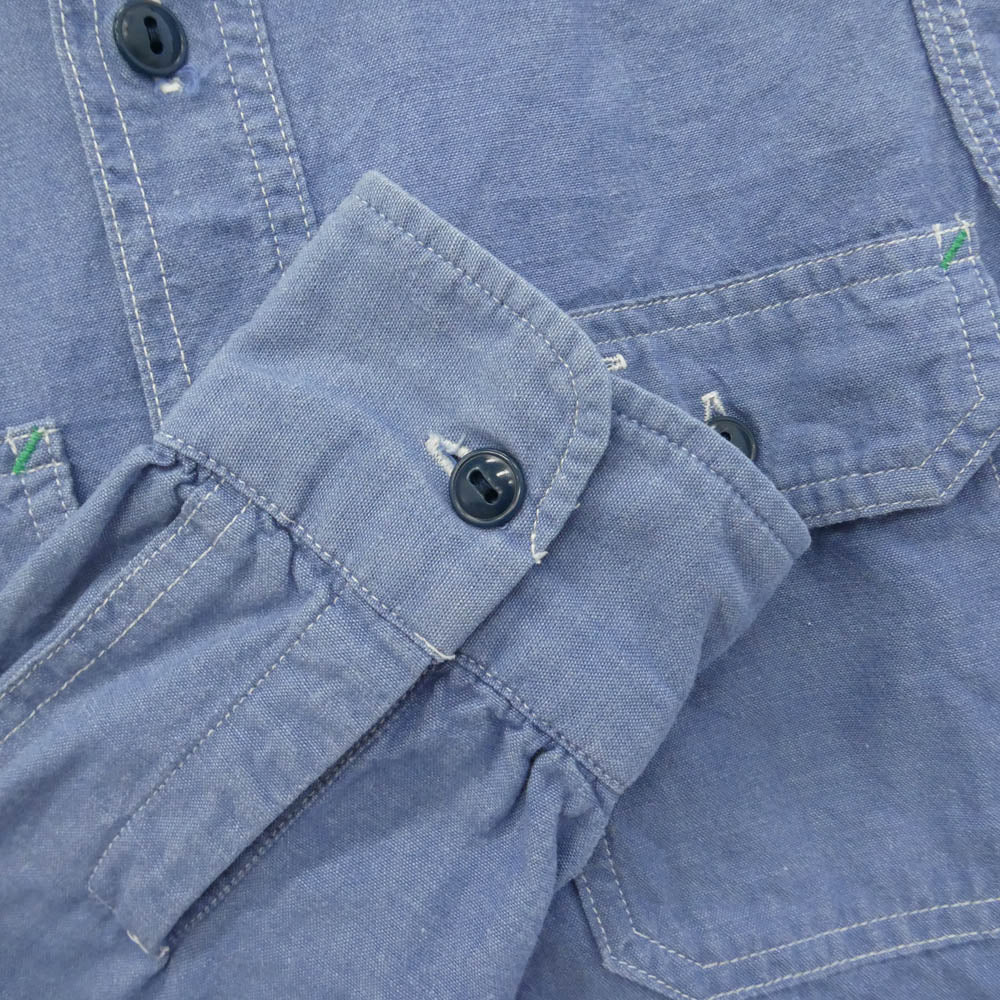 TENDERLOIN テンダーロイン T-CHAMBRAY SHT シャンブレー コットン 長袖 ワークシャツ ブルー系 XS【中古】