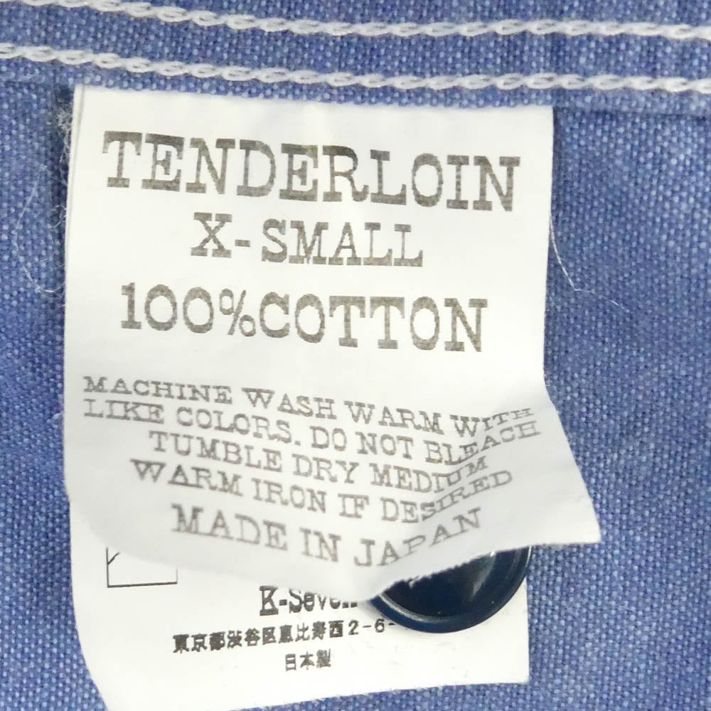 TENDERLOIN テンダーロイン T-CHAMBRAY SHT シャンブレー コットン 長袖 ワークシャツ ブルー系 XS【中古】